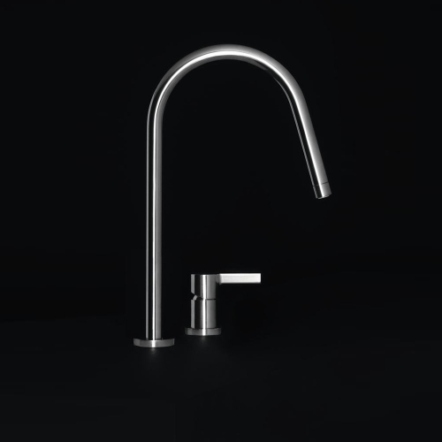 Immagine di Ideal Standard GUSTO miscelatore monocomando H.43 cm, a 2 fori con bocca alta tubolare e orientabile, finitura silver storm BD422GN