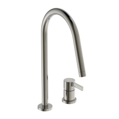 Immagine di Ideal Standard GUSTO miscelatore monocomando H.43 cm, a 2 fori con bocca alta tubolare e orientabile, finitura silver storm BD422GN