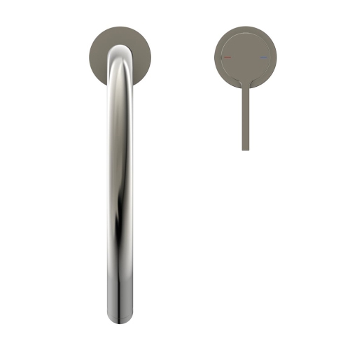 Immagine di Ideal Standard GUSTO miscelatore monocomando H.43 cm, a 2 fori con bocca alta tubolare e orientabile, finitura silver storm BD422GN