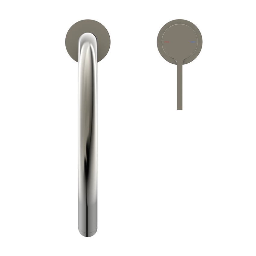 Immagine di Ideal Standard GUSTO miscelatore monocomando H.43 cm, a 2 fori con bocca alta tubolare e orientabile, finitura silver storm BD422GN