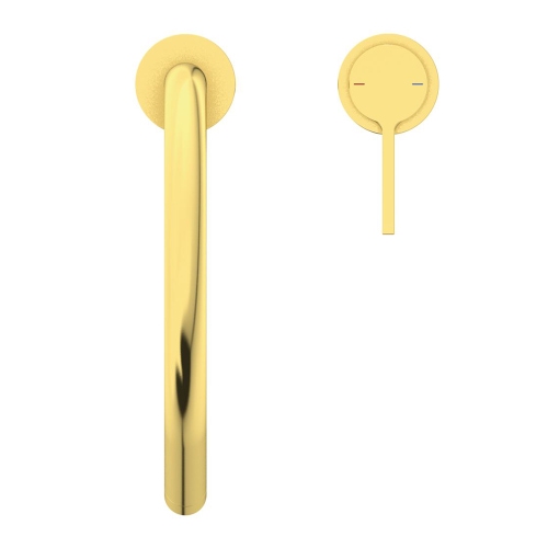 Immagine di Ideal Standard GUSTO miscelatore monocomando H.43 cm, a 2 fori con bocca alta tubolare e orientabile, finitura brushed gold BD422A2