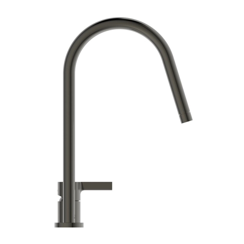 Immagine di Ideal Standard GUSTO miscelatore monocomando H.43 cm, a 2 fori con bocca alta tubolare e orientabile, finitura magnetic grey BD422A5