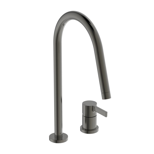 Immagine di Ideal Standard GUSTO miscelatore monocomando H.43 cm, a 2 fori con bocca alta tubolare e orientabile, finitura magnetic grey BD422A5