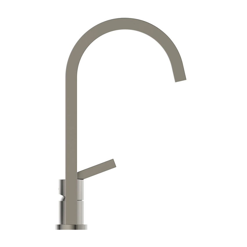 Immagine di Ideal Standard GUSTO miscelatore monocomando H.40 cm, a 2 fori con bocca alta squadrata, finitura silver storm BD423GN