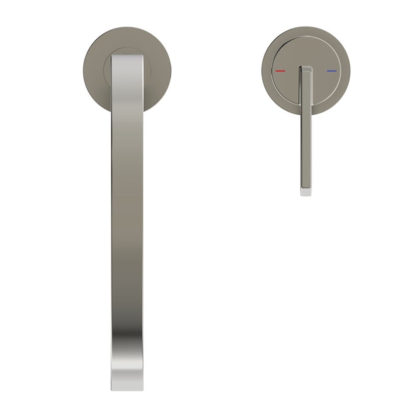 Immagine di Ideal Standard GUSTO miscelatore monocomando H.40 cm, a 2 fori con bocca alta squadrata, finitura silver storm BD423GN