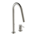 Immagine di Ideal Standard GUSTO miscelatore monocomando H.46 cm, a 2 fori con doccetta estraibile a 2 funzioni, finitura silver storm BD424GN