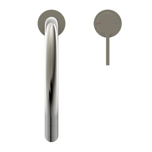 Immagine di Ideal Standard GUSTO miscelatore monocomando H.46 cm, a 2 fori con doccetta estraibile a 2 funzioni, finitura silver storm BD424GN