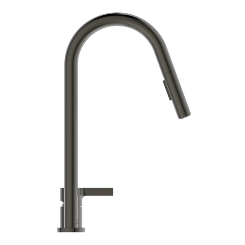 Immagine di Ideal Standard GUSTO miscelatore monocomando H.46 cm, a 2 fori con doccetta estraibile a 2 funzioni, finitura magnetic grey BD424A5