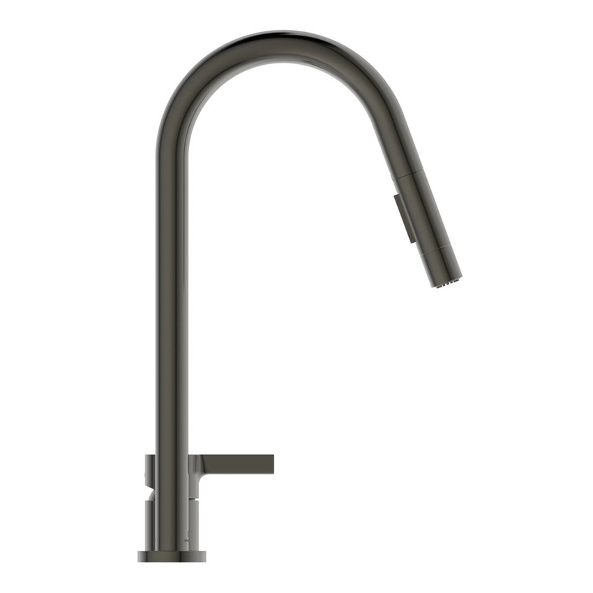 Immagine di Ideal Standard GUSTO miscelatore monocomando H.46 cm, a 2 fori con doccetta estraibile a 2 funzioni, finitura magnetic grey BD424A5