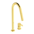 Immagine di Ideal Standard GUSTO miscelatore monocomando H.46 cm, a 2 fori con doccetta estraibile a 2 funzioni, finitura brushed gold BD424A2
