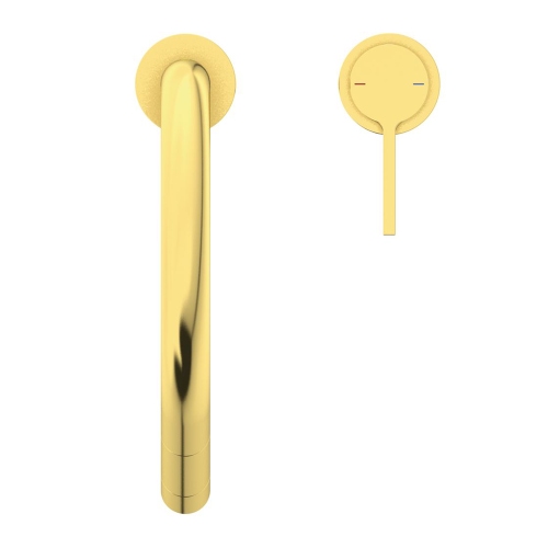 Immagine di Ideal Standard GUSTO miscelatore monocomando H.46 cm, a 2 fori con doccetta estraibile a 2 funzioni, finitura brushed gold BD424A2