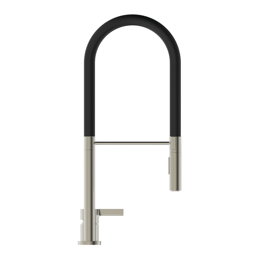 Immagine di Ideal Standard GUSTO miscelatore monocomando professionale H.60 cm, a 2 fori, con bocca orientabile e doccetta, finitura silver storm BD425GN