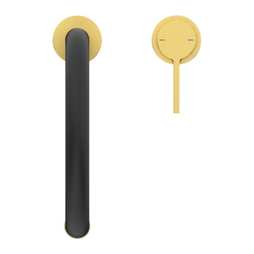 Immagine di Ideal Standard GUSTO miscelatore monocomando professionale H.60 cm, a 2 fori, con bocca orientabile e doccetta, finitura brushed gold BD425A2