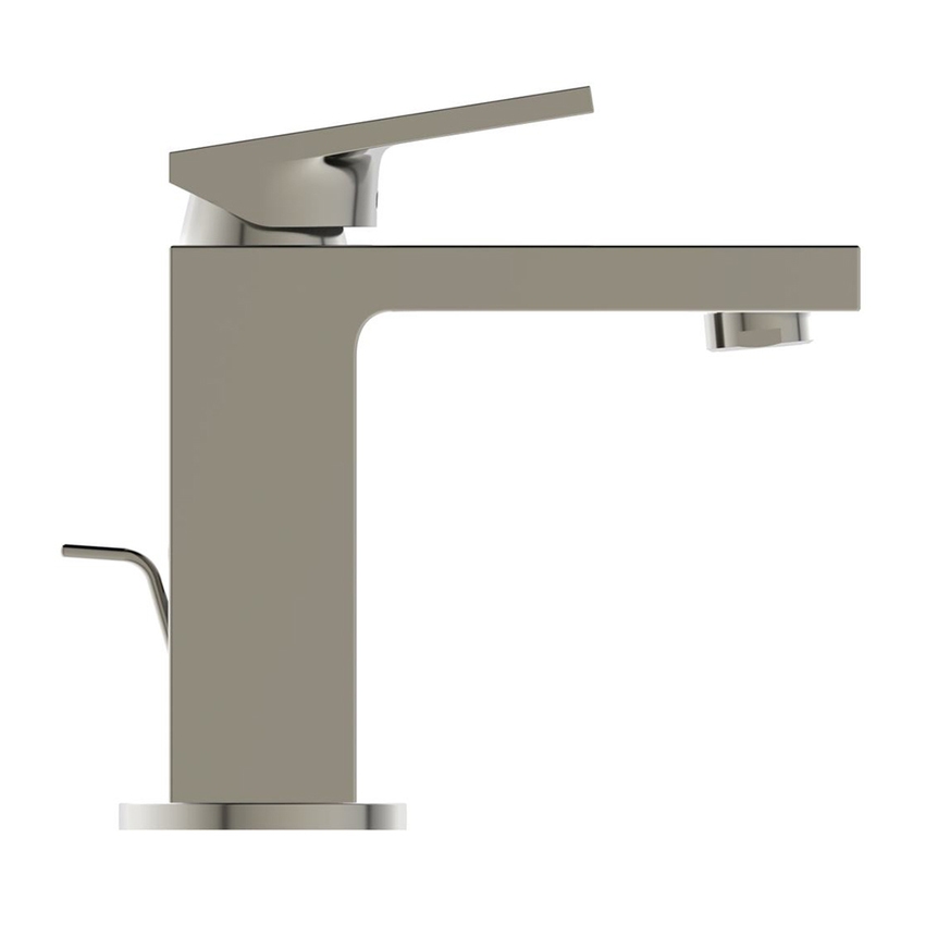 Immagine di Ideal Standard EXTRA miscelatore monocomando H.17 cm per lavabo, con asta di comando e scarico piletta 1-1/4", finitura silver storm BD500GN