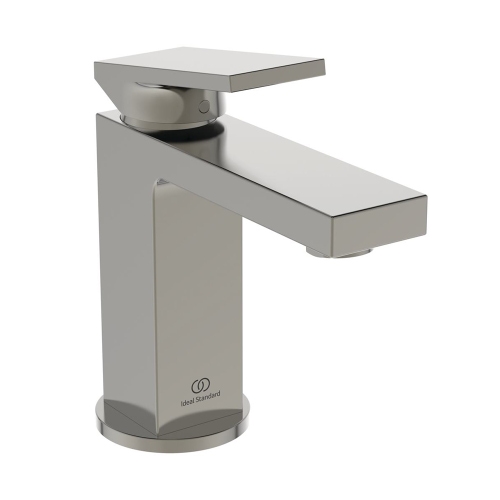 Immagine di Ideal Standard EXTRA miscelatore monocomando H.17 cm per lavabo, con asta di comando e scarico piletta 1-1/4", finitura silver storm BD500GN