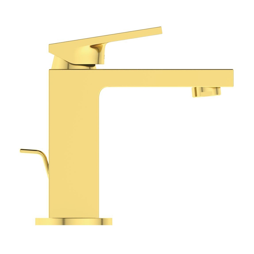 Immagine di Ideal Standard EXTRA miscelatore monocomando H.17 cm per lavabo, con asta di comando e scarico piletta 1-1/4", finitura brushed gold BD500A2