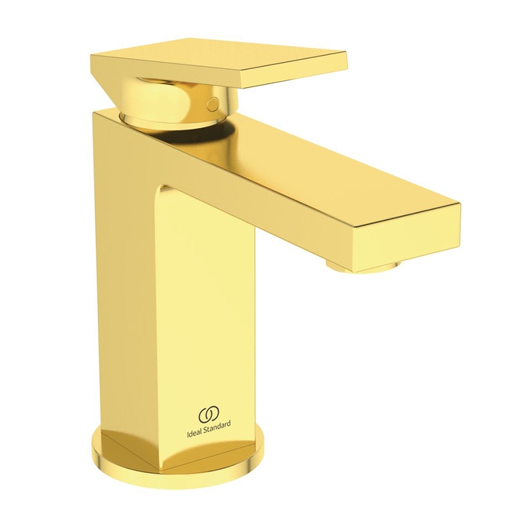Immagine di Ideal Standard EXTRA miscelatore monocomando H.17 cm per lavabo, senza asta di comando e scarico piletta, finitura brushed gold BD501A2
