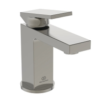 Immagine di Ideal Standard EXTRA miscelatore monocomando H.15 cm per lavabo, con asta di comando e scarico piletta 1-1/4", finitura silver storm BD502GN