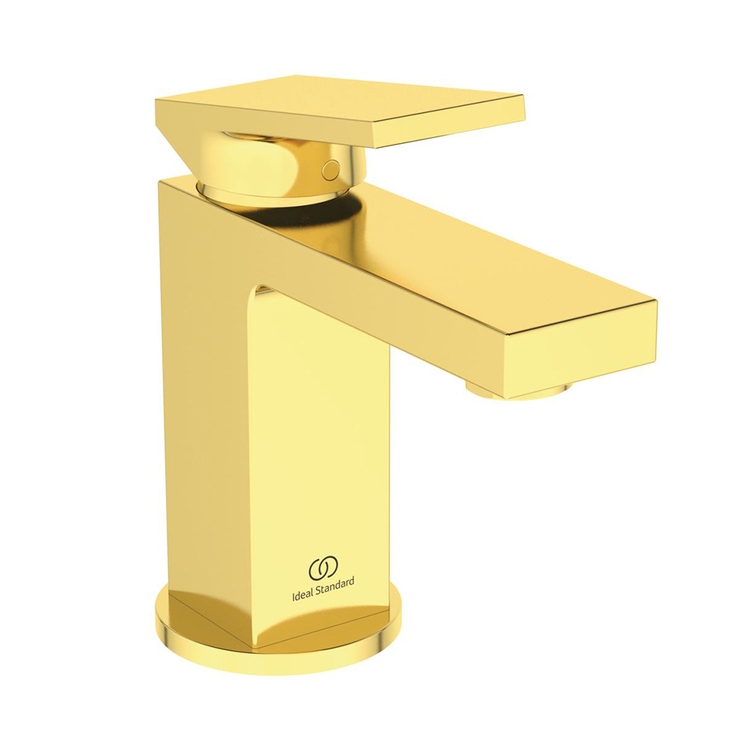 Immagine di Ideal Standard EXTRA miscelatore monocomando H.15 cm per lavabo, con asta di comando e scarico piletta 1-1/4", finitura brushed gold BD502A2