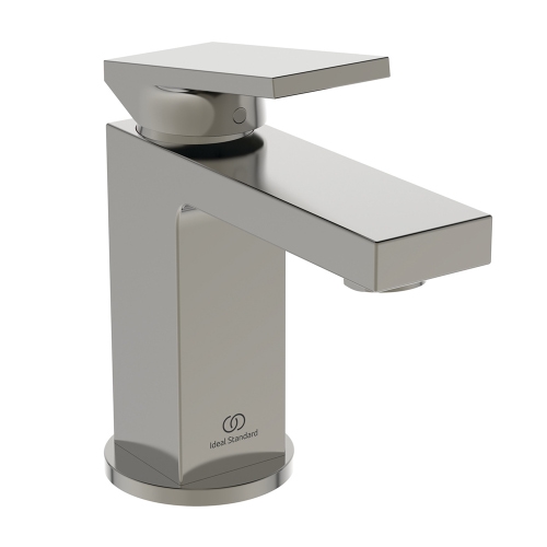 Immagine di Ideal Standard EXTRA miscelatore monocomando H.15 cm per lavabo, senza asta di comando e scarico piletta 1-1/4", finitura silver storm BD503GN