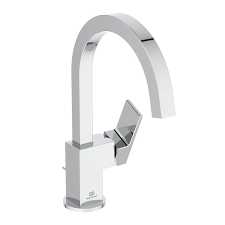 Immagine di Ideal Standard EXTRA miscelatore monocomando H.31 cm per lavabo con bocca alta, con asta di comando e scarico piletta 1-1/4", finitura cromo BD504AA