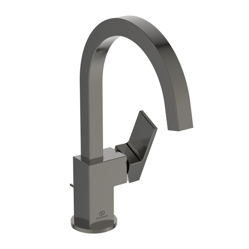 Immagine di Ideal Standard EXTRA miscelatore monocomando H.31 cm per lavabo con bocca alta, con asta di comando e scarico piletta 1-1/4", finitura magnetic grey BD504A5