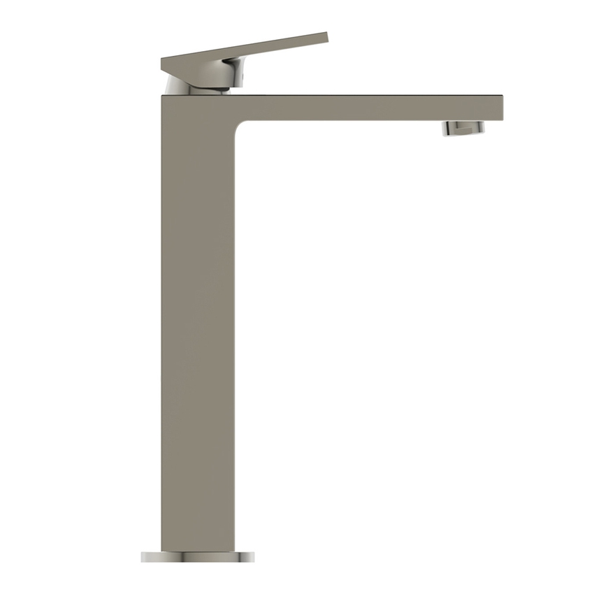 Immagine di Ideal Standard EXTRA miscelatore monocomando H.30 cm per lavabo da appoggio su piano, senza asta di comando e scarico piletta 1-1/4", finitura silver storm BD507GN