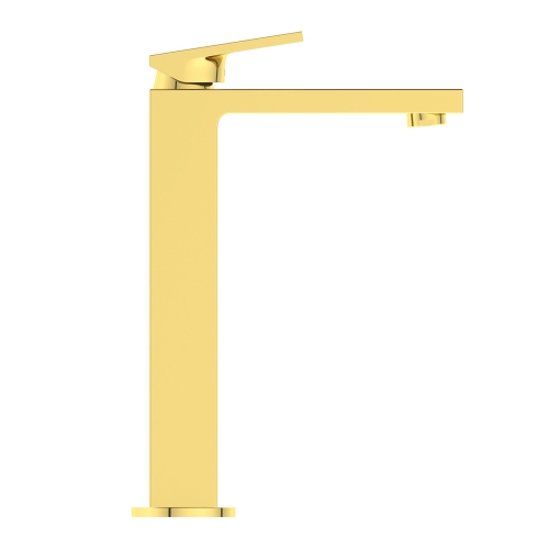 Immagine di Ideal Standard EXTRA miscelatore monocomando H.30 cm per lavabo da appoggio su piano, senza asta di comando e scarico piletta 1-1/4", finitura brushed gold BD507A2