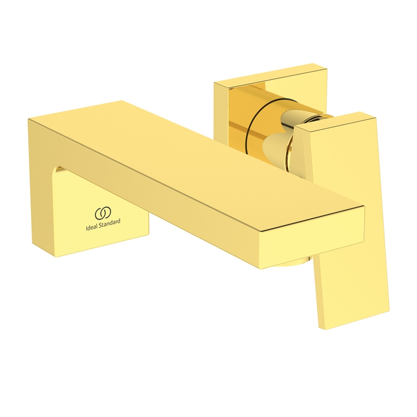 Immagine di Ideal Standard EXTRA miscelatore monocomando P.18 cm lavabo, installazione a parete, senza corpo incasso, finitura brushed gold BD509A2