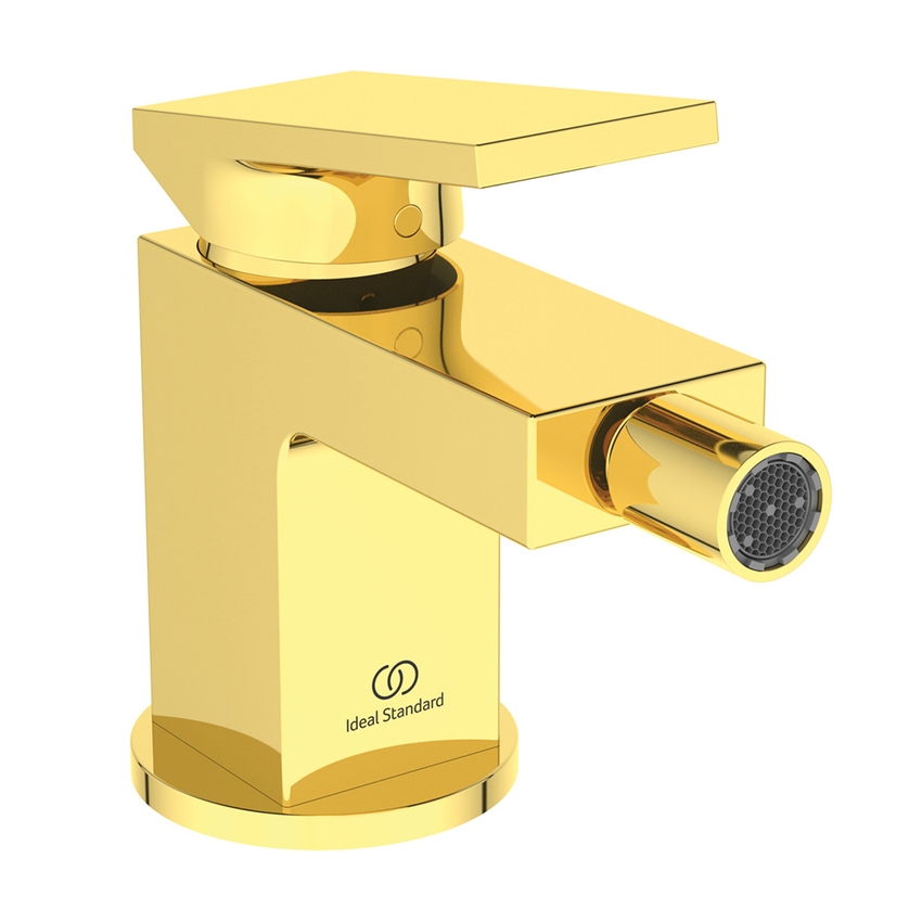 Immagine di Ideal Standard EXTRA miscelatore monocomando per bidet, con asta di comando e scarico piletta 1-1/4", finitura brushed gold BD511A2