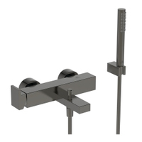 Immagine di Ideal Standard EXTRA miscelatore monocomando esterno per vasca o doccia, con deviatore, doccetta stick, tubo flessibile 125 cm e supporto a parete fisso, finitura magnetic grey BD514A5