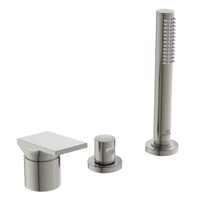 Immagine di Ideal Standard EXTRA gruppo bordo vasca 3 fori, con deviatore, miscelatore monocomando, doccetta stick e tubo flessibile 175 cm, finitura silver storm BD517GN