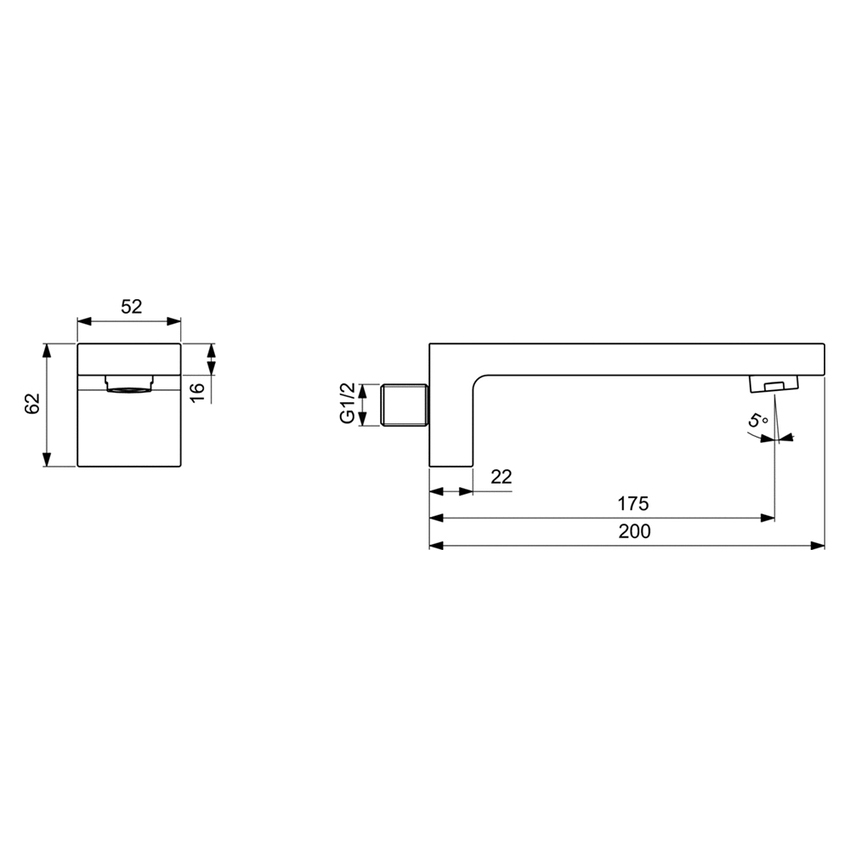Immagine di Ideal Standard EXTRA bocca di erogazione per vasca, finitura cromo BD519AA