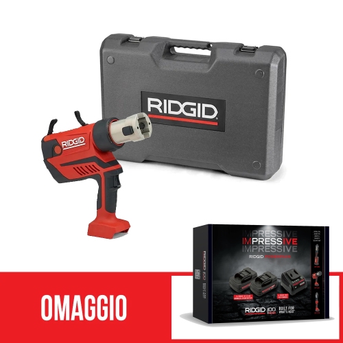 Ridgid RP 219 Pressatrice a batteria completo di ganasce V 15-18-22 mm,  caricabatterie veloce da 230 V, batteria a Li-Ion 18 V 2.5 Ah e cassetta di  trasporto 69088