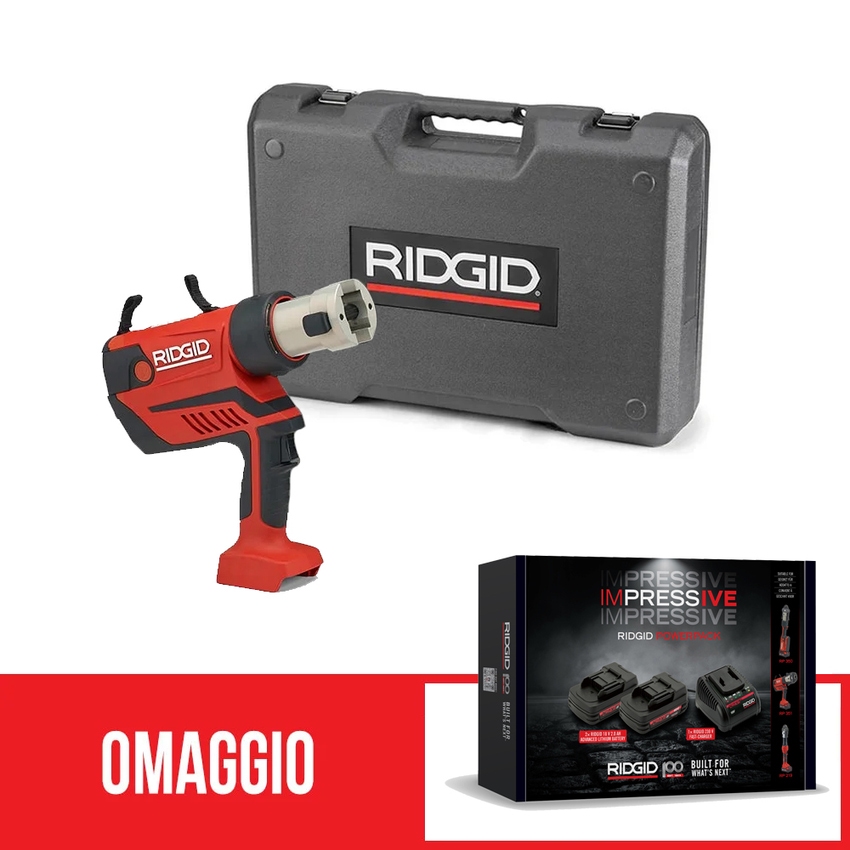 Immagine di Ridgid RP 350 Pressatrice a pistola senza ganasce con cassetta di trasporto + omaggio IMPRESSIVE POWERPACK con 2 batterie 18 V 2,0 Ah e caricabatterie rapido 69848+77118