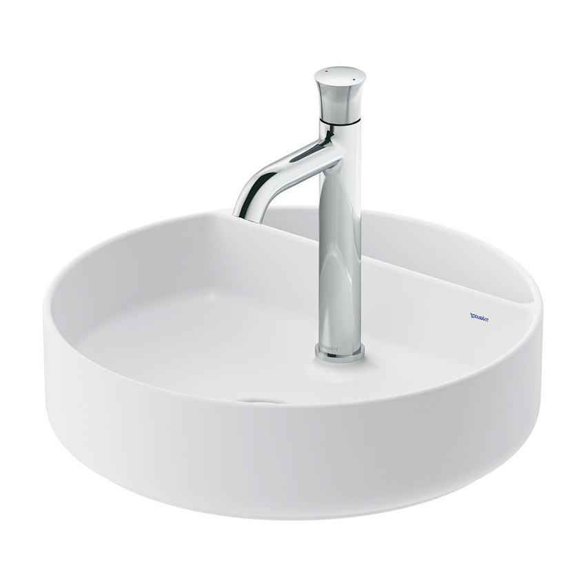 Immagine di Duravit BENTO STARCK BOX lavabo consolle da appoggio ø 46 cm, senza troppopieno, con foro per rubinetteria, HygieneGlaze, colore bianco 2380462041
