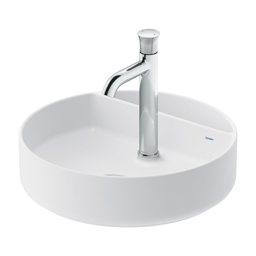 Immagine di Duravit BENTO STARCK BOX bacinella da appoggio soprapiano con rettifica ø 46 cm, senza troppopieno, con foro per rubinetteria, HygieneGlaze, colore bianco 2380462071