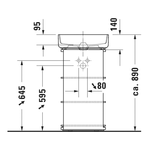 Immagine di Duravit BENTO STARCK BOX lavabo consolle da appoggio ø 46 cm, senza troppopieno, con foro per rubinetteria, HygieneGlaze, colore bianco 2380462041