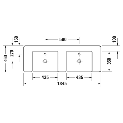 Immagine di Duravit BENTO STARCK BOX bacinella da appoggio soprapiano rettangolare L.135 cm, con rettifica, senza troppopieno, con foro per rubinetteria, colore bianco 2660133272