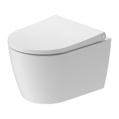 Immagine di Duravit BENTO STARCK BOX COMPACT set vaso sospeso Rimless, senza brida, con sedile, Hygieneglaze, colore bianco 45920920A1