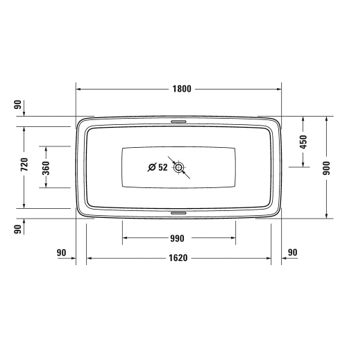 Immagine di Duravit BENTO STARCK BOX vasca freestanding L.180 P.90 H.60 cm, con colonna di scarico, 2 sedili inclinati, in acrilico sanitario, colore bianco 700517000000000