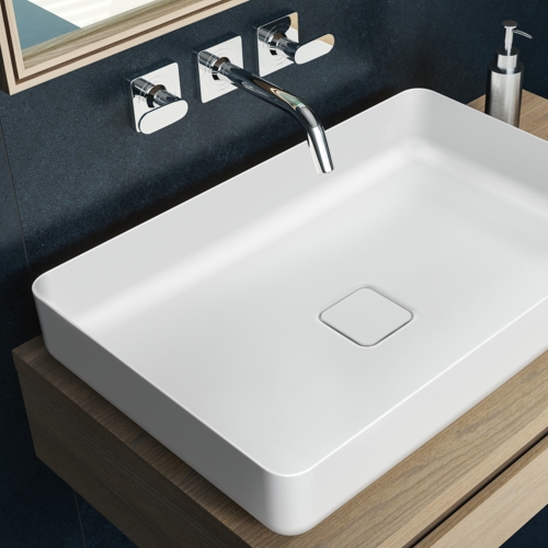 Immagine di Kaldewei MIENA NATURE PROTECT lavabo da appoggio L.58 P.38 cm, senza troppopieno, colore bianco alpino 909606913001