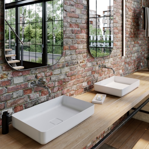 Immagine di Kaldewei MIENA NATURE PROTECT lavabo da appoggio L.58 P.38 cm, senza troppopieno, colore bianco alpino 909606913001