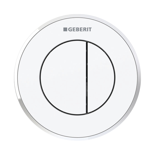 Immagine di Geberit comando a distanza tipo 10, pneumatico, per risciacquo a due quantità, pulsante da incasso finitura bianco/cromo lucido 116.055.KJ.1
