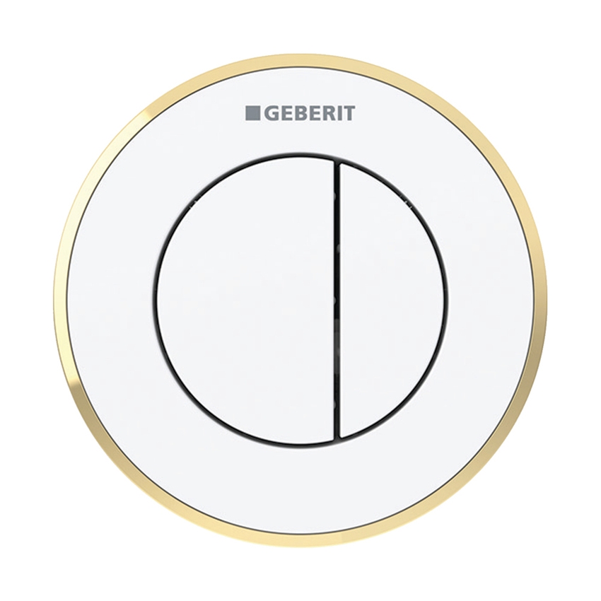 Immagine di Geberit comando a distanza tipo 10, pneumatico, per risciacquo a due quantità, pulsante da incasso finitura bianco/oro 116.055.KK.1