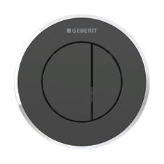 Immagine di Geberit comando a distanza tipo 10, pneumatico, per risciacquo a due quantità, pulsante da incasso finitura nero/cromo lucido 116.055.KM.1