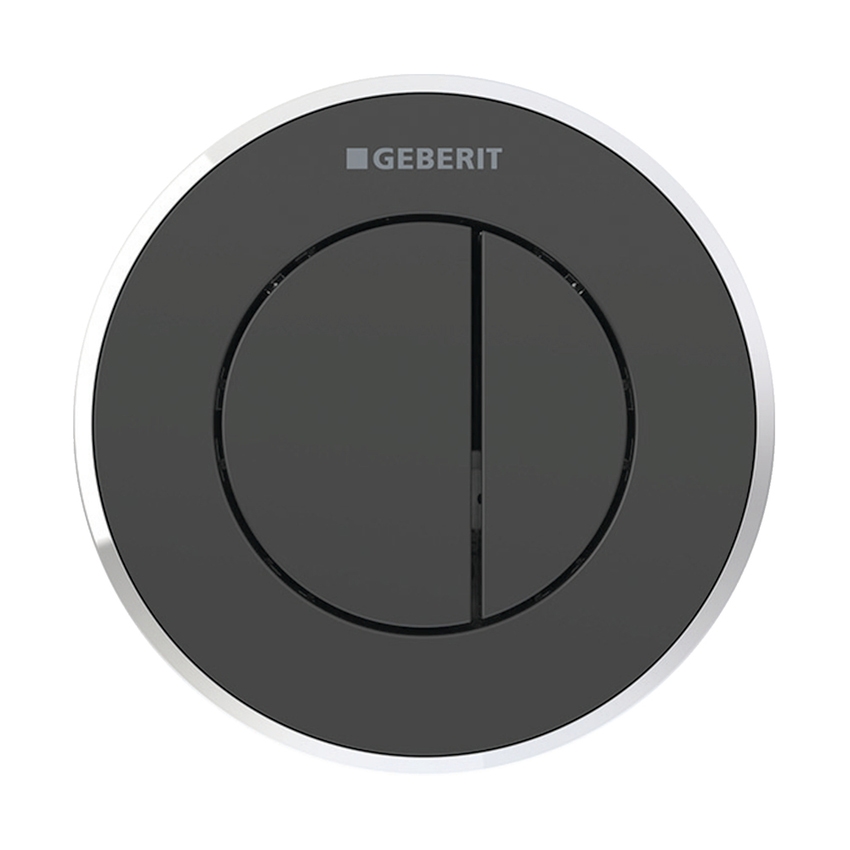 Immagine di Geberit comando a distanza tipo 10, pneumatico, per risciacquo a due quantità, pulsante da incasso finitura nero/cromo lucido 116.055.KM.1
