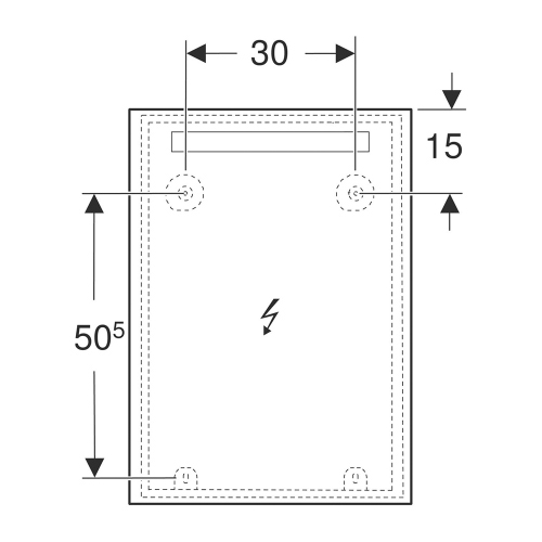 Immagine di Geberit OPTION BASIC SQUARE specchio L.50 cm, con illuminazione in alto, in alluminio anodizzato 502.804.00.1
