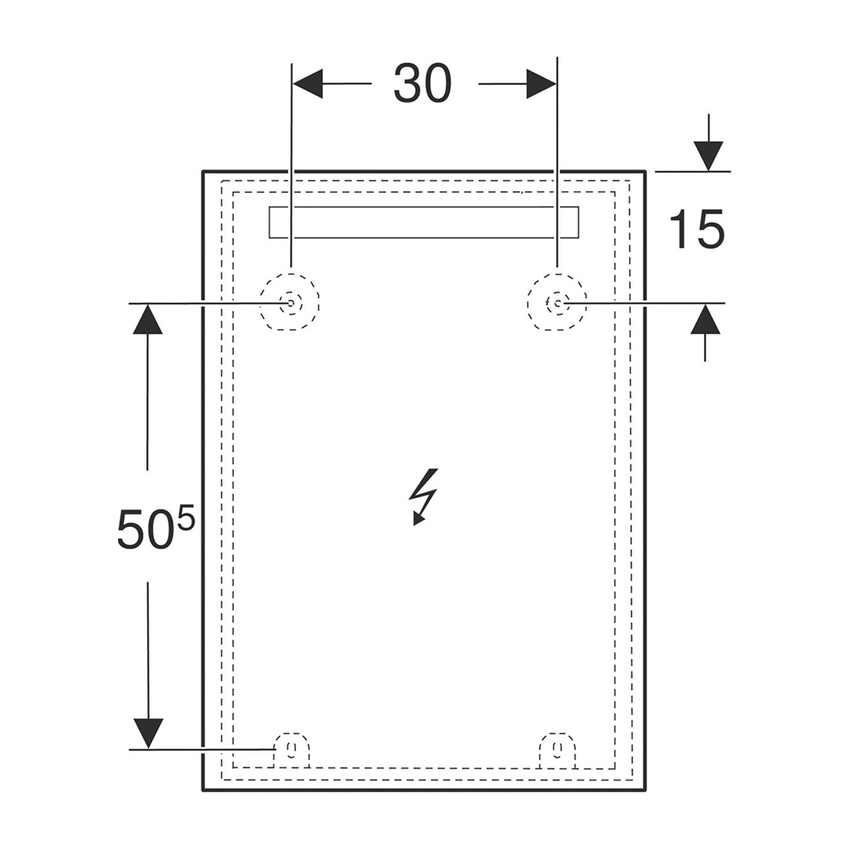 Immagine di Geberit OPTION BASIC SQUARE specchio L.50 cm, con illuminazione in alto, in alluminio anodizzato 502.804.00.1