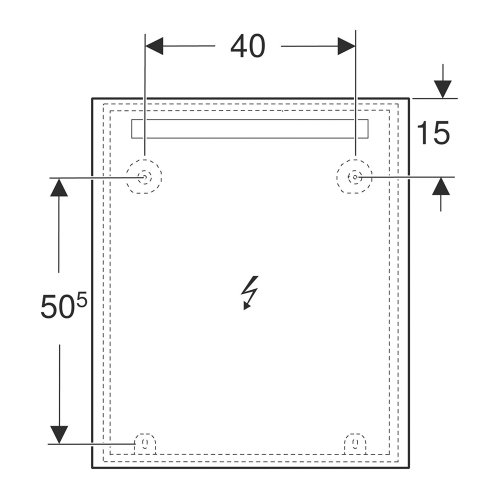 Immagine di Geberit OPTION BASIC SQUARE specchio L.60 cm, con illuminazione in alto, in alluminio anodizzato 502.805.00.1